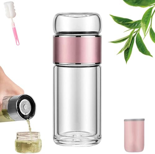 Infusifie - Infusificador de té, taza de té de vidrio con infusor y tapa, taza infusora de té, nueva máquina de té inteligente 3 en 1 para té de hojas sueltas (rosa, 280 ml)