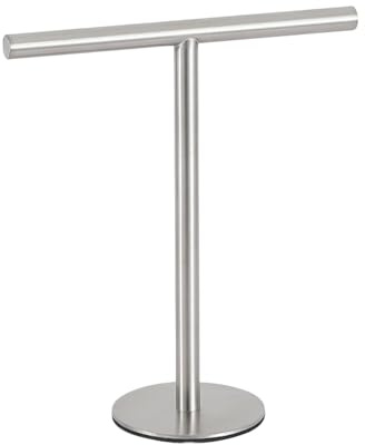 Liqzirtu Porta asciugamani da terra a forma di T in acciaio inossidabile, supporto per organizer per asciugamani indipendente per piano di lavoro, Silver