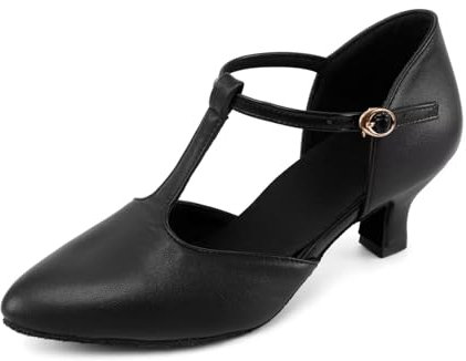 Asyusyu Tanzschuhe Damen T Bar Latein Tanzschuhe Damen Schwarz mit 6cm Absatz-39 EU