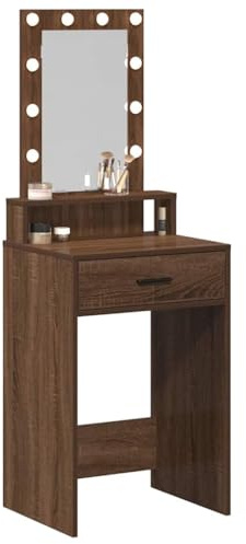 vidaXL Smyckebord med låda Brun 50 x 41 x 140 cm Konstruerat trä, Eleganta sminkbord, modern sminksation, rektangulär förvaring, minimalistisk enhet i konstruerat trä
