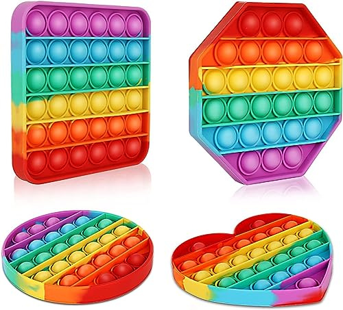 Fidget Toys Push Pop - Rainbow Bubble Popper Autism Special Needs Stress Reliever Silicone Anxiety Relief Poppet toy for Kids,Teens Adults- pop for fun learning and relaxation! (Style - 03)