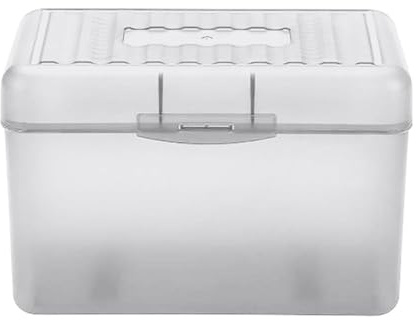 Plastic Index Card Box Storage Box Organizer, Multifunctional Index Card Holder Recipe Card Box Note Card Case for Home Off+ice Business (White, C)