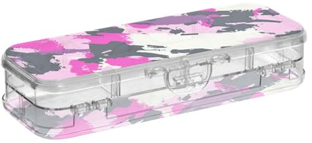 BCFHRGT Estuche de plástico transparente con diseño de camuflaje militar de doble cubierta, estuche rígido para suministros de papelería con tapa a presión