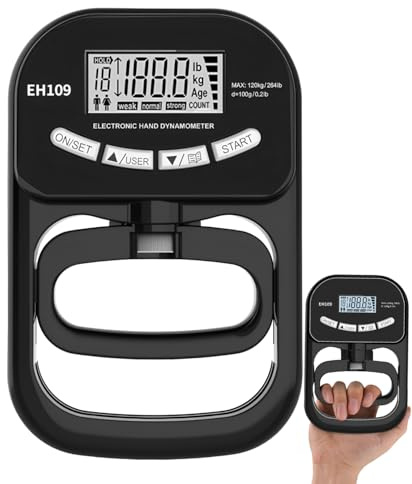 Digital handkraftsmätare, 180 kg greppstyrkestester, handdynamometer svart, elektronisk greppkraftskniv, handtagskraftsmätare för idrottare och hemträning
