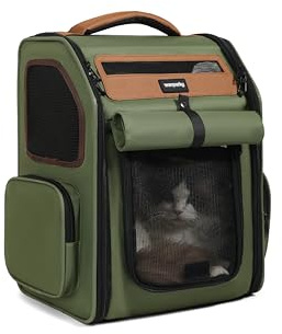 Wanparkg Cat Backpack Carrier, Super Breathable Cat Backpacks, Lightweight Cat Travel Backpack, Cat Carrying Backpack Suitable for Small Dogs Backpack Carrier (Green)