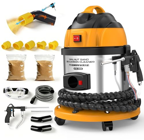 HTS558 - Pulverizador de arena (nogal, 220 V, 1200 W, 13 L, con pistola de chorro de arena para eliminar el carbono del motor)