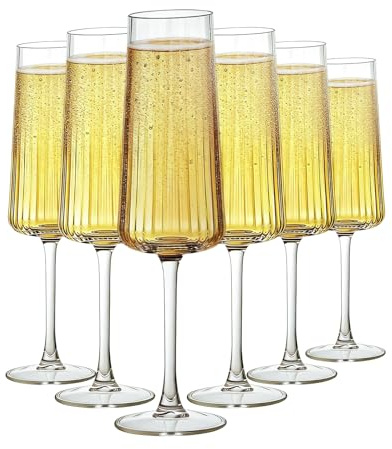 TOLASTO Champagner Gläser 6er-Sektgläser Set 255ml – Eleganter Champagnerkelch ideal für Sekt & Prosecco, Spülmaschinenfest Modern