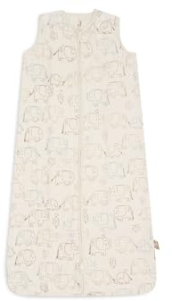 Jollein Saco de dormir de verano de muselina para bebé – Elephant Tales – 90 cm – 100 % algodón – 0,5 TOG – Saco de dormir de verano para bebé – Certificado OEKO-TEX