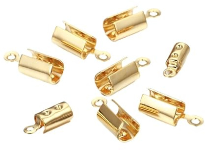SHENJMAI 30 stycken nyckelband i rostfritt stål för kedjor, spärrterminaler för pärlor, för smyckestillverkning (guldfärg, 8,4 x 2,5 mm)