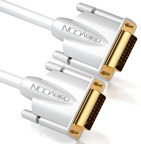 deleyCON 1m DVI Kabel Dual Link 24+1 HDTV Auflösungen bis 2560x1080 FULL HD 1080p 3D Ready DVI-D Dual Link vergoldete Kontakte - Weiß