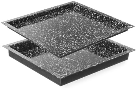 HENDI Backblech, CONVECTOMAT, breiter Außenrand, gerade Ecken, Antihaftbeschichtung, temperaturbeständig bis 300°C, Ofenblech, Kuchenblech, GN2/3, 354x325x(H)40mm, emaillierter Stahl, Marmoroptik