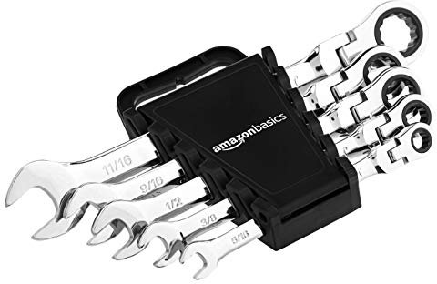 Amazon Basics Flexible Ratcheting Wrench Set - SAE, 5-Piece
