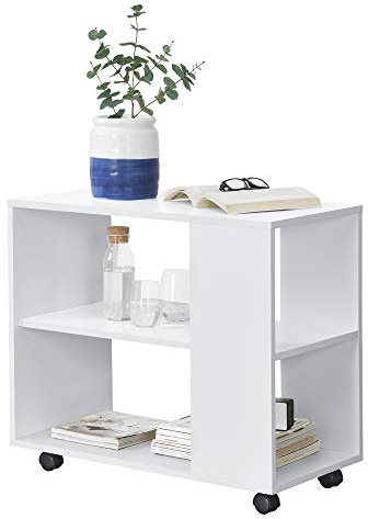 Soffbord Sidobord Sideboard Rullbord Melaminbelagd Spånskiva Vit 60x70x35cm