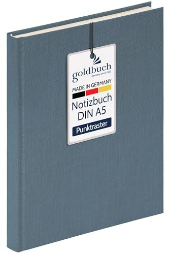 goldbuch 64 0105 Leinen Notizbuch Summertime Note A5, Bullet Journal mit 200 Seiten creme Papier 100g/m², säurefrei & tintenecht, Hardcover Notizheft mit Lesezeichen & Fadenheftung, Blaugrau