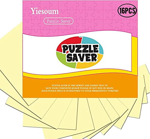 Yiesoum Lot de 16 super puzzles de colle transparente, puzzle Saver, film autocollant, puzzle Saver can fix le puzzle, idéal pour 2 x 1000 pièces ou 4 x 500 pièces puzzle (16)