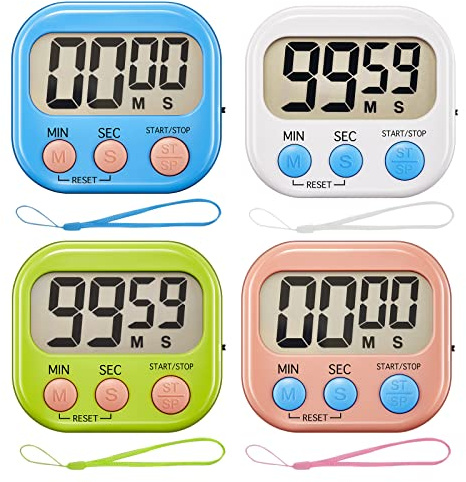 Timers,Classroom Timer for Kids,Kitchen Timer for Cooking,Egg Timer,Magnetic Digital Clock Timer for Teacher,Study,Exercise,Oven,Cook,Baking,Desk - 4 Pack