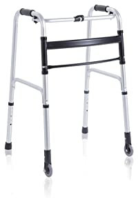 Deambulatore pieghevole in alluminio anodizzato 2 puntali e 2 ruote fisse Ø 7 cm Serie Click Art. RP735M