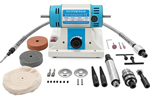 BAOSHISHAN Jewelry Polisher, Bench Buffer Polishing Machine with Accessories, Multi-Function Benchtop Polisher Grinder, 110V for Jewelry, Wood, Dental, Amber, Metal, Jade