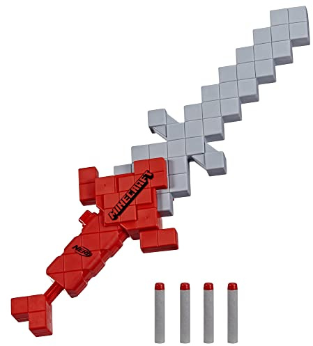 Nerf Minecraft Heartstealer Toy Sword, Blasts Darts, Includes 4 Elite Foam Darts, Design Inspired by Minecraft Sword in The Game
