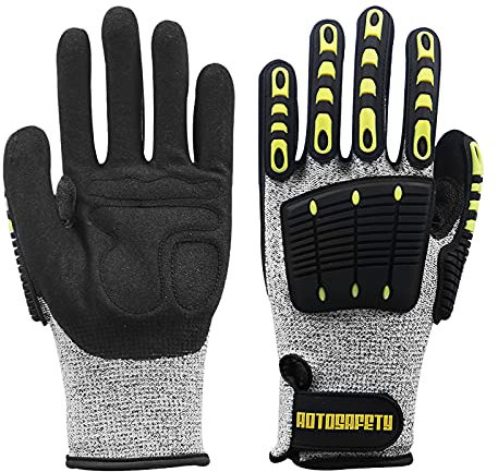 SIQITECH Gants de Travail de Sécurité Gants Anti-Coupures/Vibrations Robustes Revêtement Antidérapant Gants de Mécanicien Gants d'Impact Gants de Gréeur Gants de Jardinage pour Construction Machine