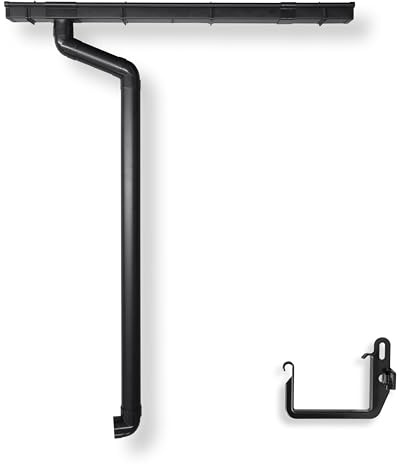 4 Home & Garden Dachrinne Kastenrinne RG 70 Komplettset mit Fallrohr bis 750cm | Typ 200 Fallrohr DN 60 | Kunststoff PVC Anthrazit (Dachlänge bis 550cm)