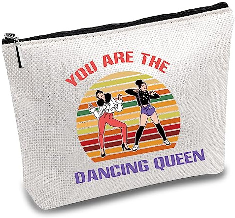 CREATCABIN Musical Comedy Canvas Makeup Bags Dancing Queen Trousse per Cosmetici Astuccio Multiuso per Penne con Cerniera Borsa da Toilette da Viaggio per Chiavi Carta Rossetto Astuccio 25 x 18cm