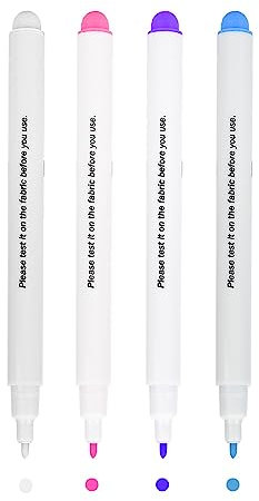 Watris Veiyi 4 Stück Textilmarker Wasserlöslich, Verschwindende Trickmarker Nähen, Löschbaren Stoff Markier Stifte, Schneiderstift zum Quilten Schneiderei Lederhandwerk Markieren Tracing