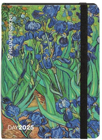Halta Definizione - Agenda Mini Giornaliera 12 Mesi, Agenda 2025 con Copertina Stampata con un'Opera d'Arte di Van Gogh, Chiusura ad Elastico, Segnalibro e 352 Pagine, 11 x 15.3 cm, Iris