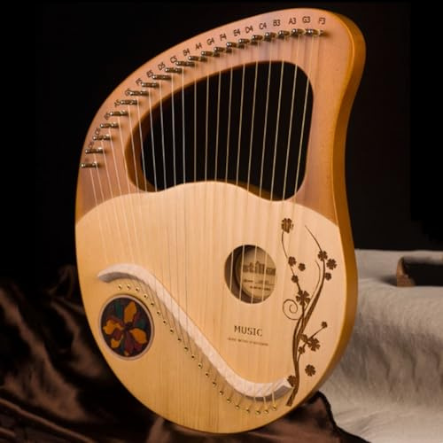 Jayruit Wooden Lyre, 21 Strings Lyre Harp Mahogany Music Instruments With Spare Strings Tuning Wrenches Solid Wood Mahogany Lyre Musical Instrument for Adult/Beginners