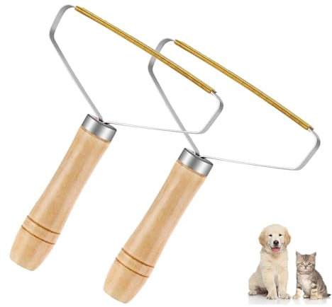 2 Pack Pet Hair Remover for Carpet, Carpet Hair Remover Tool with Wooden Handle Holder, Carpet Scraper Tool, Reusable Lint Remover Carpet, for Pet Hair, Clothing and Bedding