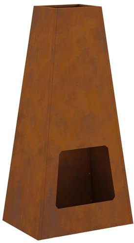 vidaXL Focolare a Legna da Esterno Design a Piramide in Acciaio Invecchiato per Patio e Balcone | Struttura Resistente alla Ruggine, Perfetta per Riunioni, Riscaldatore a Legna in Metallo