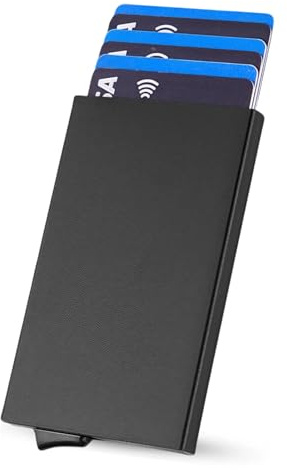QIYULIN RFID Card Holder, Slim Credit Card Holder RFID Blocking with Secure pop-up Mechanism, Premium Aluminium case Holds Exactly 6 Cards