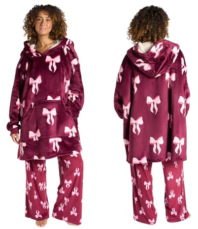 OHS Autumnal Hoodie Blankets Printed Cute Designs Oversized Feel | Hoodie Blanket Women Wearable Hoodies for Halloween Winter Fluffy Sherpa Reverse
