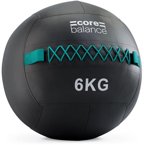 Core Balance Wall Ball 6kg, Weighted Exercise Ball for Dynamic Home, Gym & HIIT Workouts, Build Strength, Power, Endurance & Cardio Fitness, Heavy Duty PVC, Comfortable Grip, Balanced Weight, 35cm