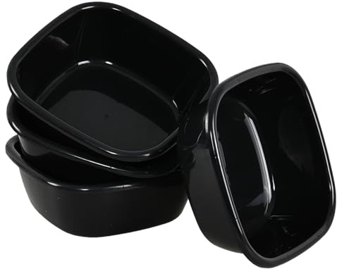Jnktka 8 L Square Plastic Washing up Bowls, Black Kitchen Sink Bowl, 4 Pack | Wash Bowl