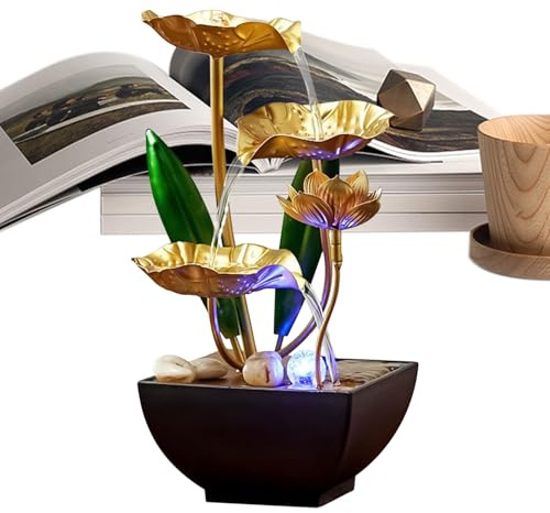 qixeuoa Fontana D'Acqua Da Scrivania,Luce a LED Rilassamento Zen | Con Suoni Rilassanti Fontana d'Acqua da Tavolo per Interni,Per Ufficio Soggiorno Camera D'Albergo Camera Da Centrotavola Acquario