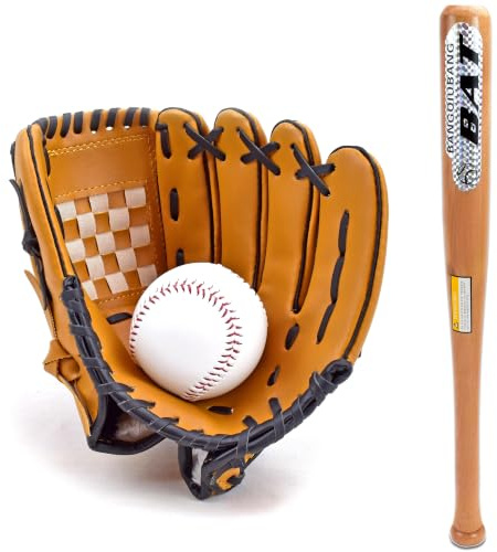 Baseball Set Baseballschläger + Handschuh + Ball, Holz, 30 Zoll