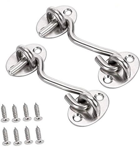 Jrancc Kabinenhaken 2 Stück Sturmhaken Edelstahl Helter zur Türverriegelung Drehgelenk Geräuschloser Halter Fensterbügel