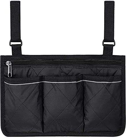 Borsa per Sedia a Rotelle, Accessori Mani Libere per Anziani e Disabili, per Carrozzine (Nero)