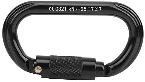 Keenso Mousquetons d'escalade, mousquetons d'escalade en Aluminium d'aviation 7075 extérieurs Type O Mousqueton d'escalade à Verrouillage Automatique Robuste de 25kn Noir Autres Sports extrêmes