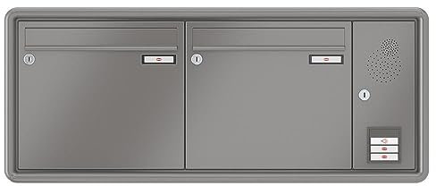RENZ / RS3000 / 2er Unterputz-Briefkastenanlage Einbau-Briefkasten mit Sprechfeld/RAL-Farbe 9007 Volumen 1/Dein-Briefkasten.de