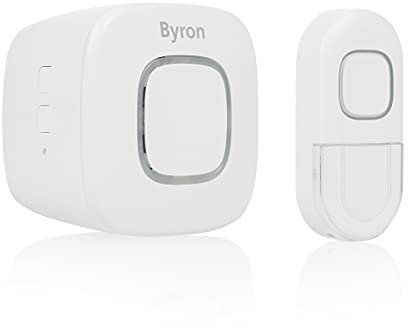 Byron DBY-24722UK Wireless Portable Doorbell Set, Smart Control, 200m Range, 8 Melodies, Volume Control, Colourful Visual Alert System White