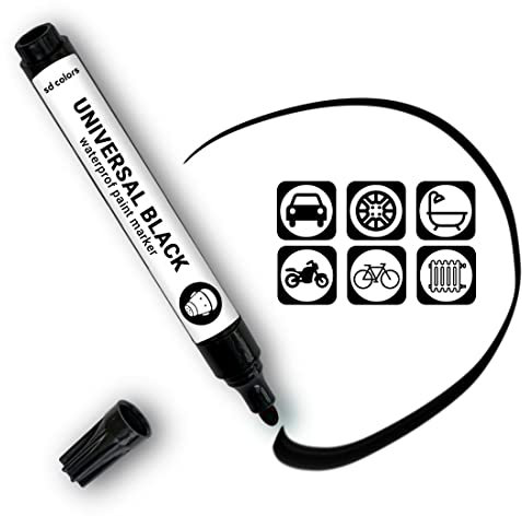 SD COLORS Nero Pennarello universale impermeabile per la riparazione di trucioli di pietra, graffi, auto, moto, biciclette, cerchi in lega
