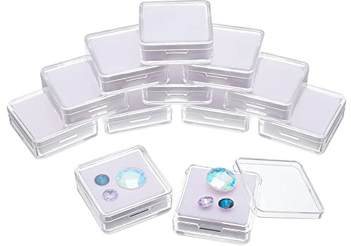 NBEADS 12 caja de Exhibición de Piedras Preciosas, 4.1x4.1x1.5cm caja de Almacenamiento de Diamantes de plástico Transparente con Blanca para Monedas de Diamantes Desnudos de Piedra Desnuda