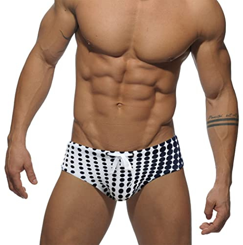 RQPYQF Costume da Bagno Uomo, Costume Slip Nuoto Mare e Piscina Uomo Swimming Brief Coulisse Regolabile YK33 (Nero, M)