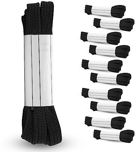 DOJA Barcelona | Lacci Piatti Scarpe | 10 Pezzi | 1200 x 5 mm | Nero | Lacci Scarpe Piatti | Lacci Piatti Sneakers Corsa e Passeggio | Stringhe Lacci per Scarpe Piatti Colorati Uomo, Donna, Bambino