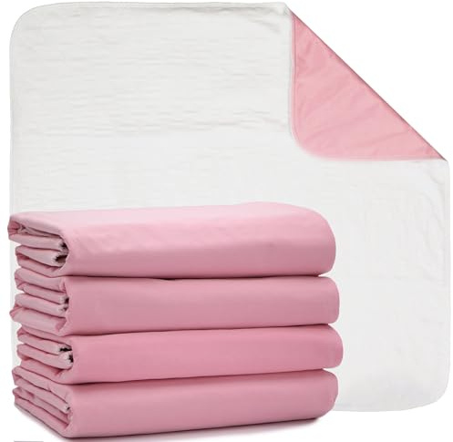DMI Washable Underpads for Adults, Waterproof and Reusable Bed Pads for Juvenile Incontinence, Caregiving, Nursing, Hospitals, and Home Use, 34″x 36″, 4 Count (Pack of 1)