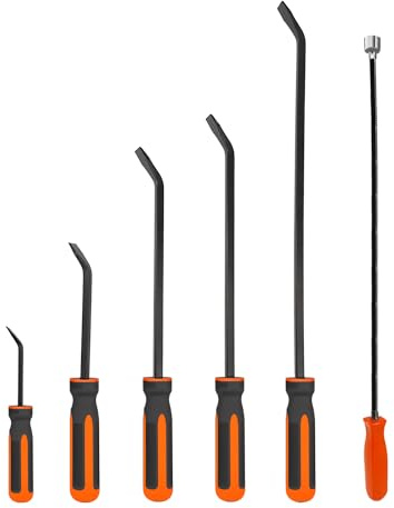 Pry Bar Set of 6, Heavy Duty Pry Bars with Thicker Strike Caps,Flexible Magnetic Pickup Tool 22-4/5 20LB for Automotive,Demolition,Crowbar