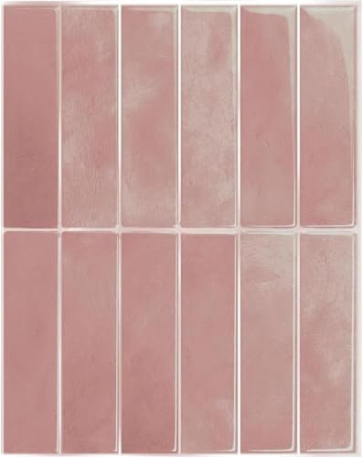 Smart Tiles Peel and Stick backsplash, Stacked Powder Pink, 11.43x9