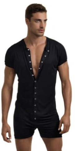 DLSMDOUS Pyjama Une pièce Manches Courtes Homme Barboteuse Extensible | combinaison sexy pour repos nocturne，Combinaison pyjama extensible pour adulte, tissu agréable